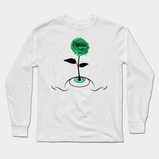 Green Rose Blooming From Eye / Light Clothes Long Sleeve T-Shirt